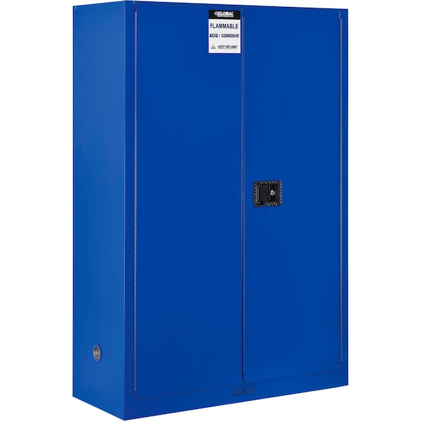 Global Industrial Acid Corrosive Cabinet, 45 gal, Steel, 43 in W x 65 in H x 18 in D, Blue 316067 - main